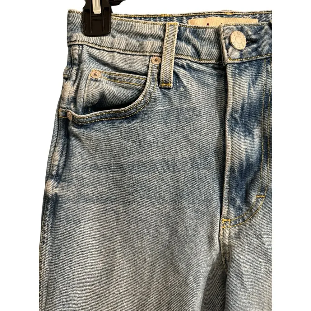 Amo High Rise Kick Crop Jeans Sz 25 Topanga Wash Chic Trendy Light Wash Flare - Picture 4 of 9